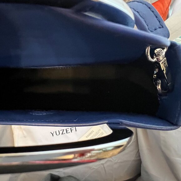 Yuzefi, Moon Bag, Blue Leather, Unique Metal Handle, NWOT - Picture 4 of 9
